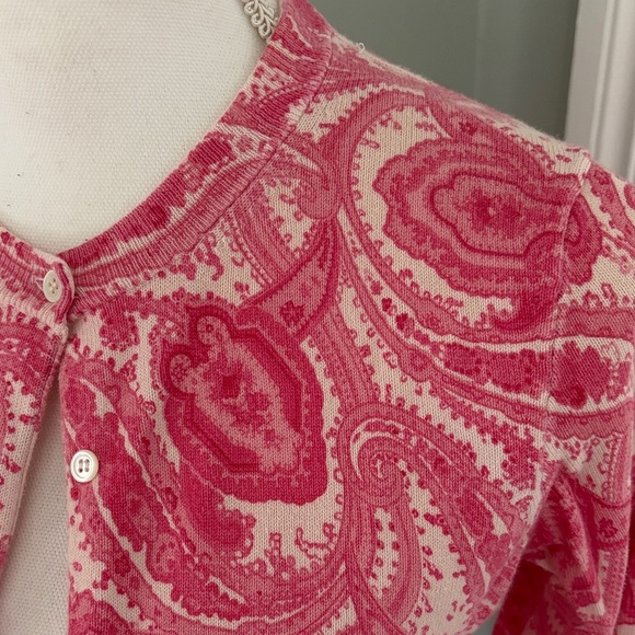 J. Crew Pink Paisley Cardigan Sweater Size Small - Picture 2 of 6